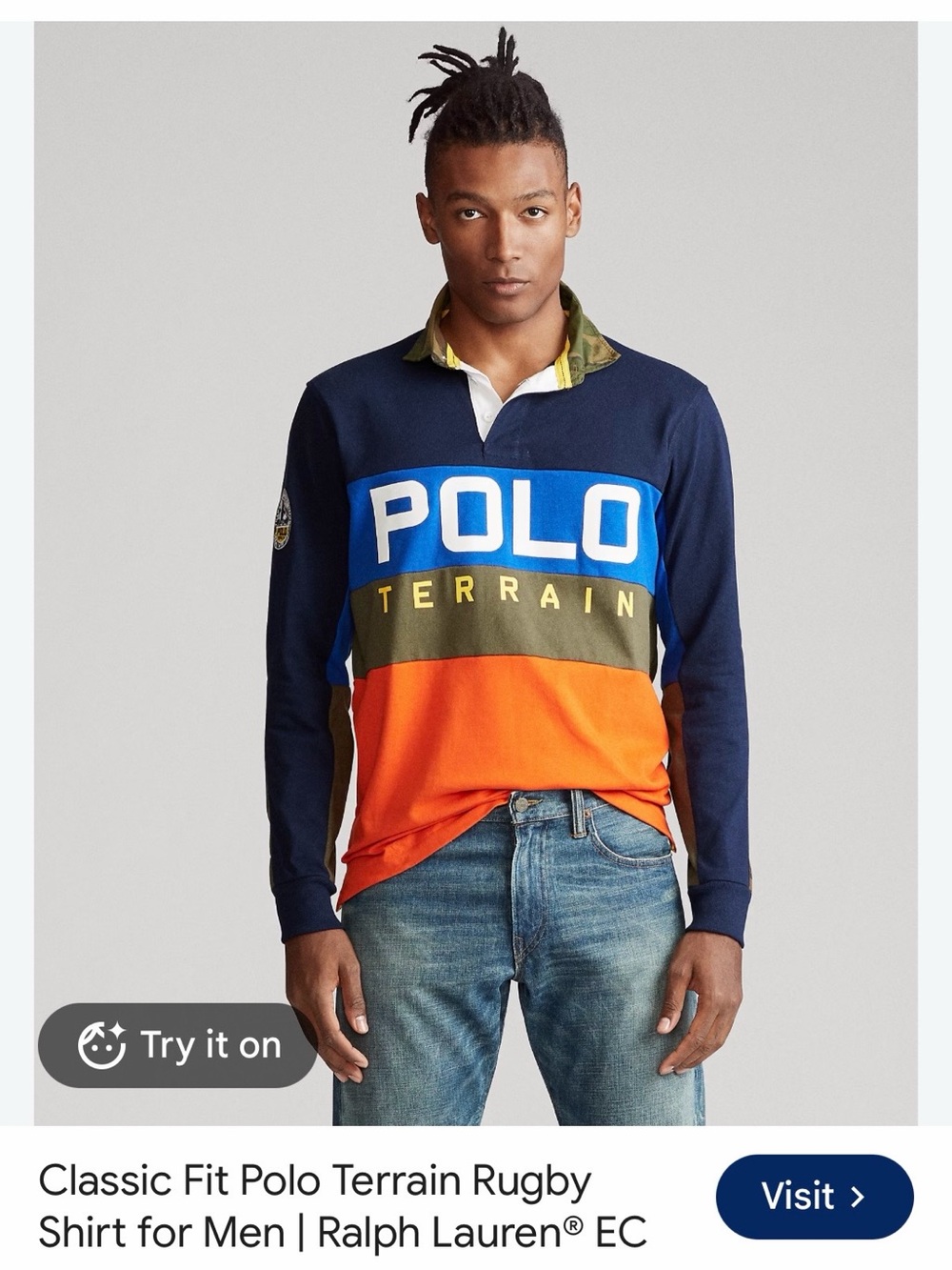 Ralph Lauren Navy, Blue, Olive & Orange Polo Terrain Rugby Shirt